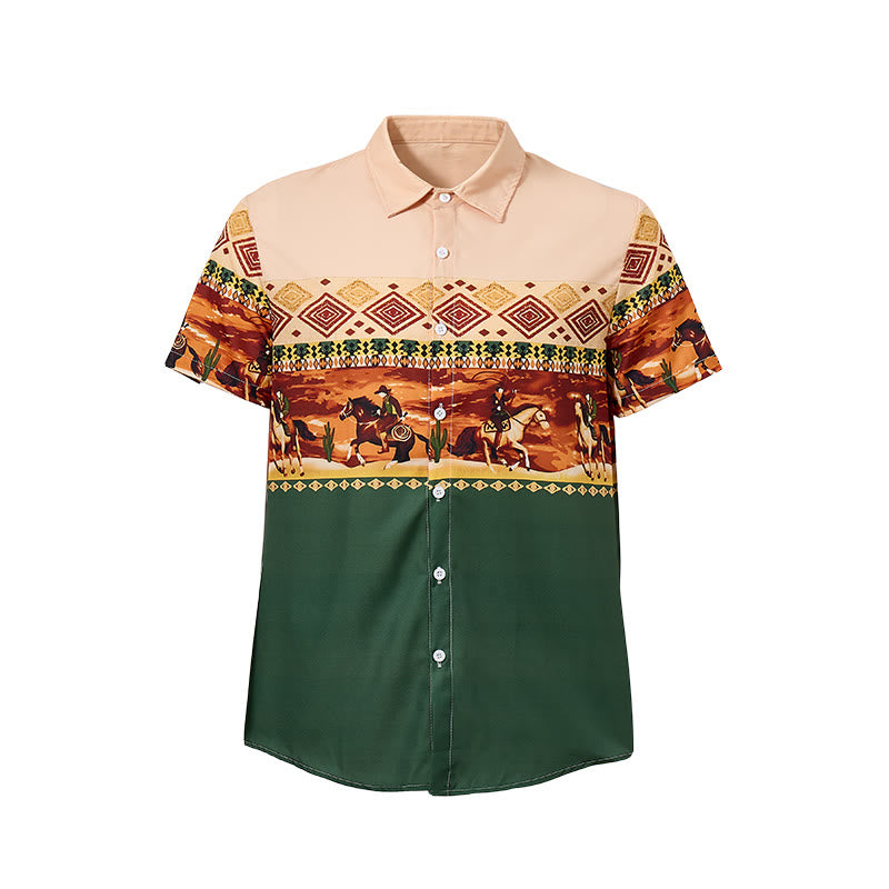 Men's Beige & Green Desert Rider & Cactus Print Shirt - image 8