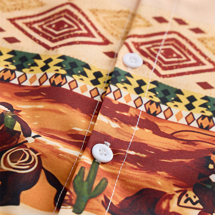 Men's Beige & Green Desert Rider & Cactus Print Shirt - image 5