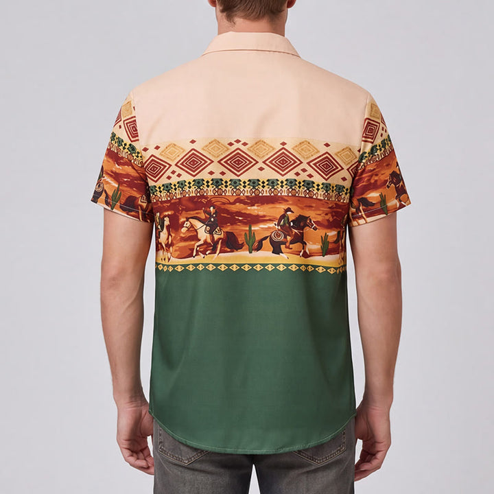 Men's Beige & Green Desert Rider & Cactus Print Shirt - image 2
