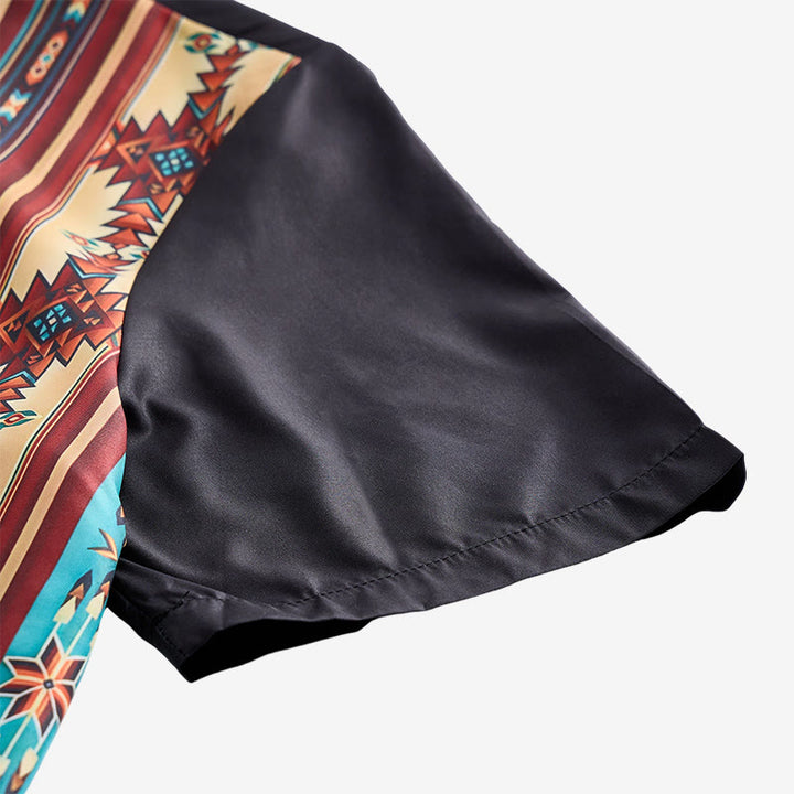Men's Aztec Geometric Pattern Black Summer Shirt - image 7