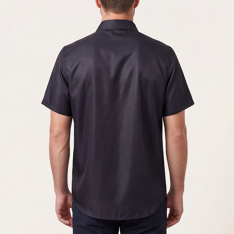 Men's Aztec Geometric Pattern Black Summer Shirt - image 2