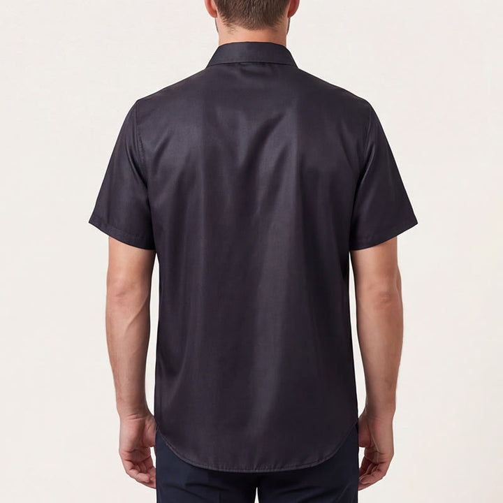 Men's Aztec Geometric Pattern Black Summer Shirt - image 2