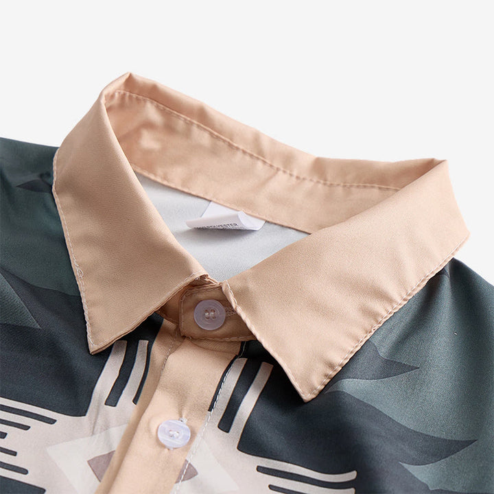 Men's Split Color Block Southwestern Aztec Geometric Print Shirt - image 4