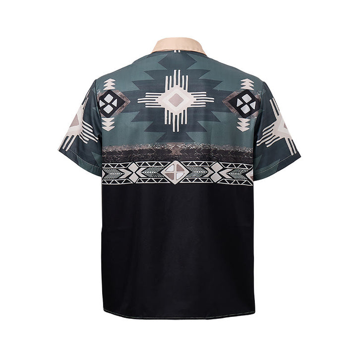 Men's Split Color Block Southwestern Aztec Geometric Print Shirt - image 10