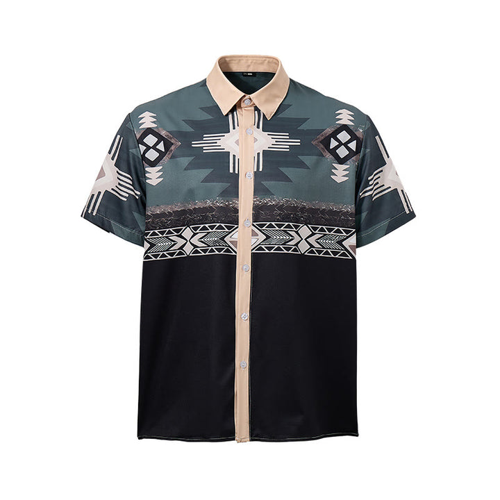Men's Split Color Block Southwestern Aztec Geometric Print Shirt - image 9