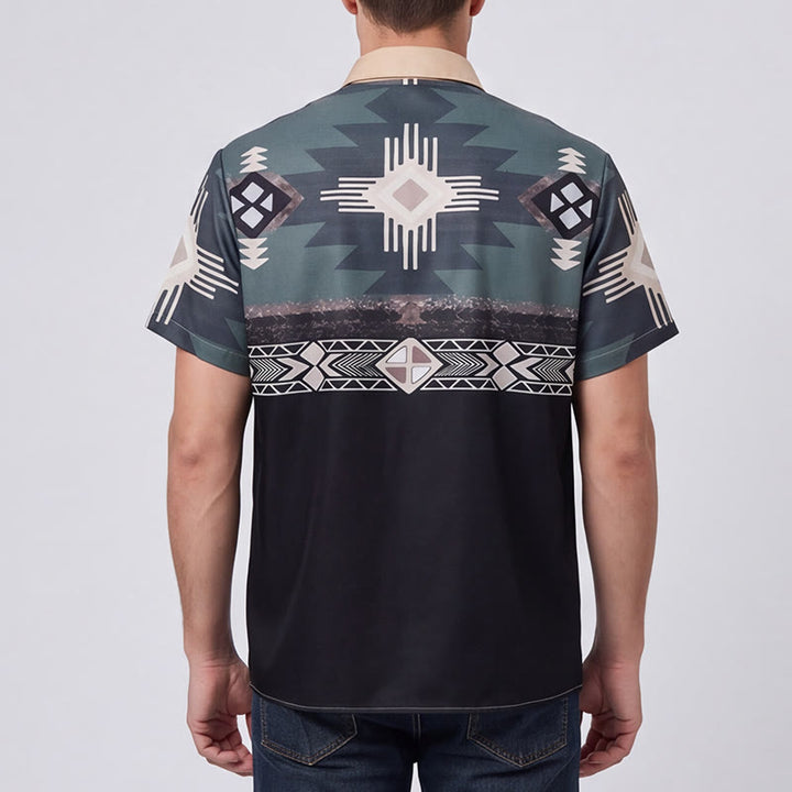 Men's Split Color Block Southwestern Aztec Geometric Print Shirt - image 2