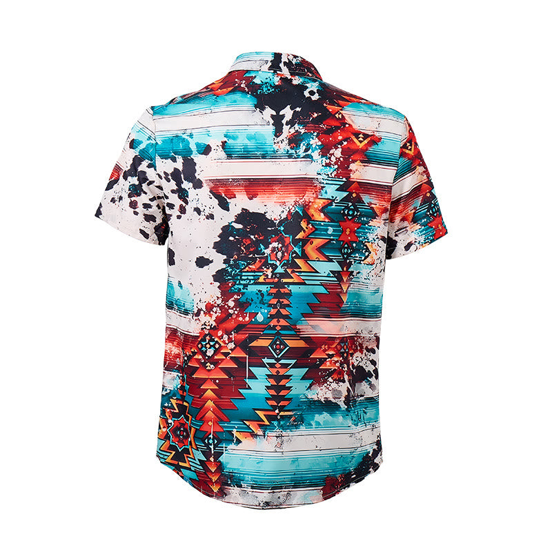 Men's Southwestern Turquoise & Rust Splash Print Shirt - image 10