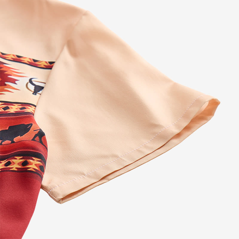 Men's Beige & Red Western Buffalo Aztec Print Shirt - image 8