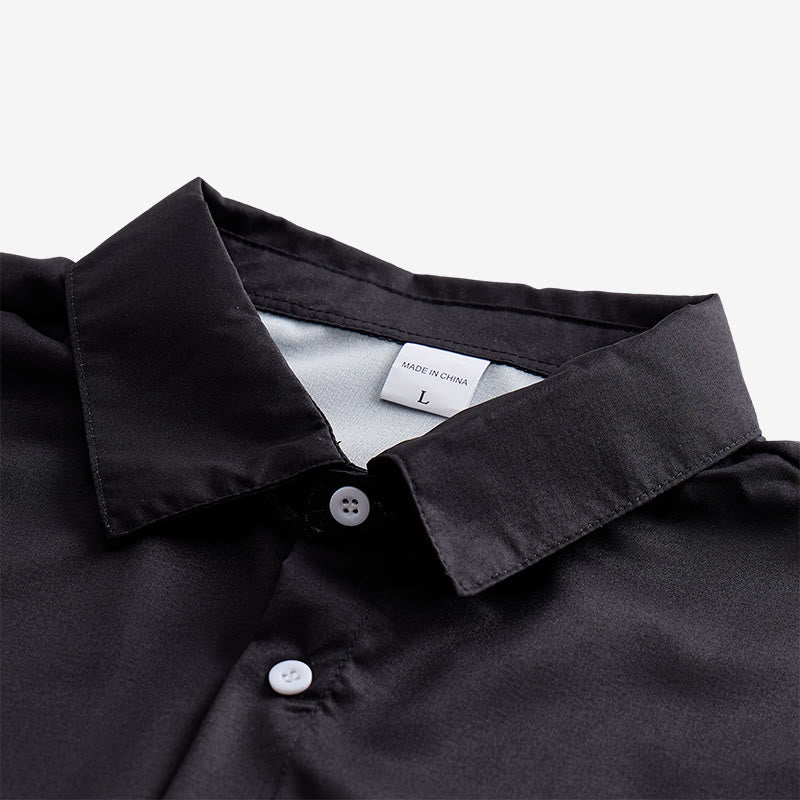 Men's Black & Beige Western Aztec Star Motif Split-Color Shirt - image 4