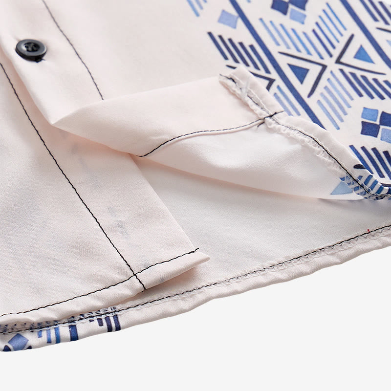 Men's Blue & Beige Ethnic-Inspired Vertical Aztec Print Shirt - image 6