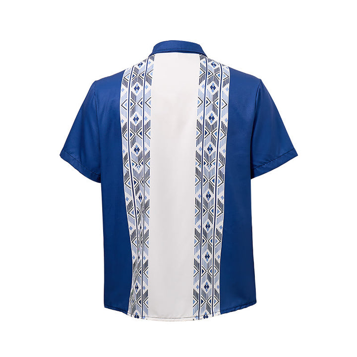 Men's Blue & Beige Ethnic-Inspired Vertical Aztec Print Shirt - image 10
