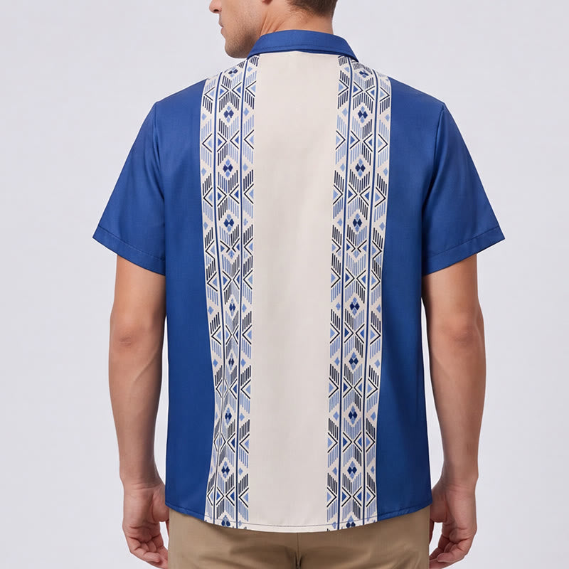 Men's Blue & Beige Ethnic-Inspired Vertical Aztec Print Shirt - image 2