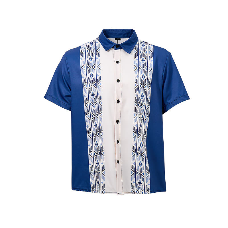 Men's Blue & Beige Ethnic-Inspired Vertical Aztec Print Shirt - image 9