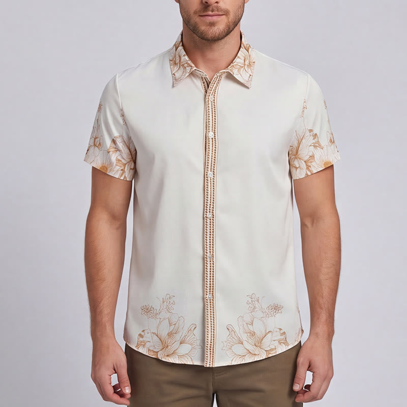 Modern Gentleman Baroque Floral Trim Print Shirt - image 1