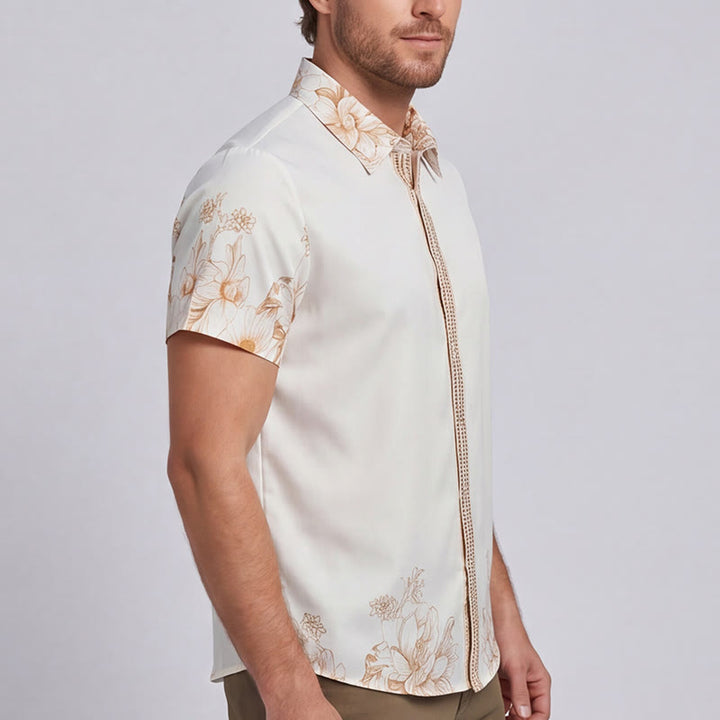Modern Gentleman Baroque Floral Trim Print Shirt - image 3