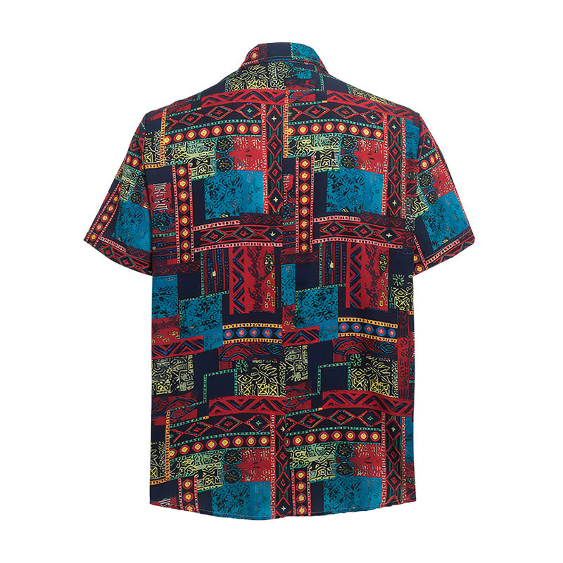 Ethnic Bohemian Multicolor Tribal Patchwork Shirt - image 10