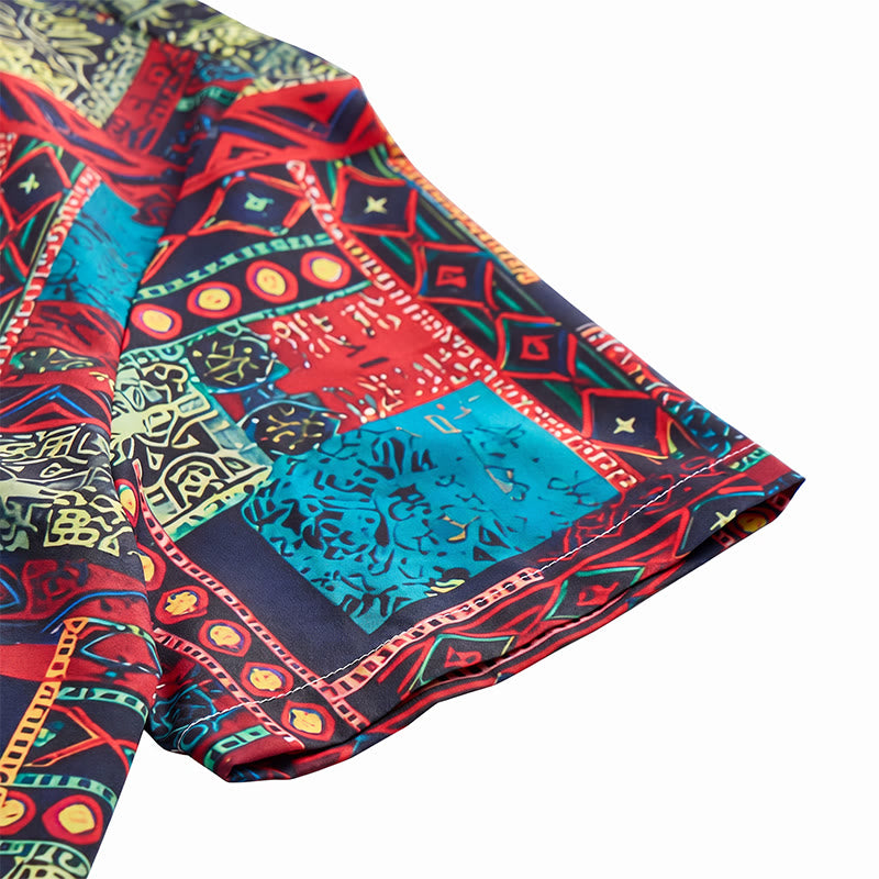 Ethnic Bohemian Multicolor Tribal Patchwork Shirt - image 8