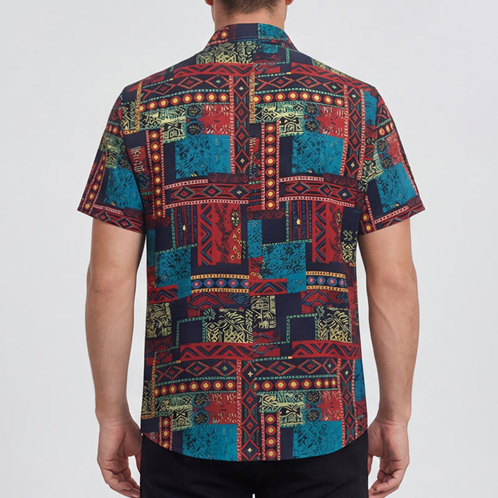 Ethnic Bohemian Multicolor Tribal Patchwork Shirt - image 3