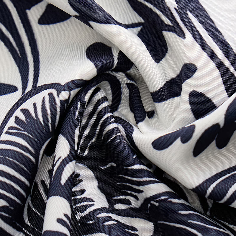 Minimalist Navy Blue Floral Button-Down Summer Shirt - image 6