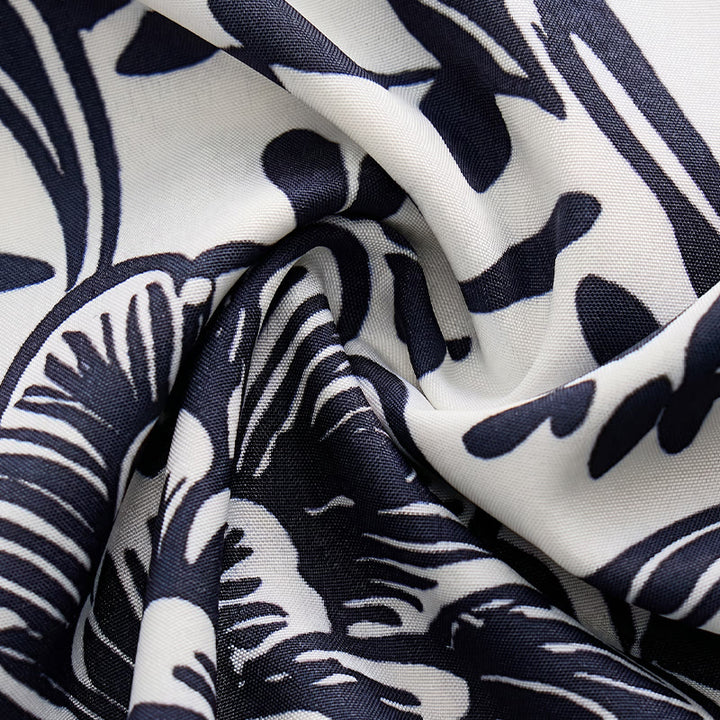 Minimalist Navy Blue Floral Button-Down Summer Shirt - image 6