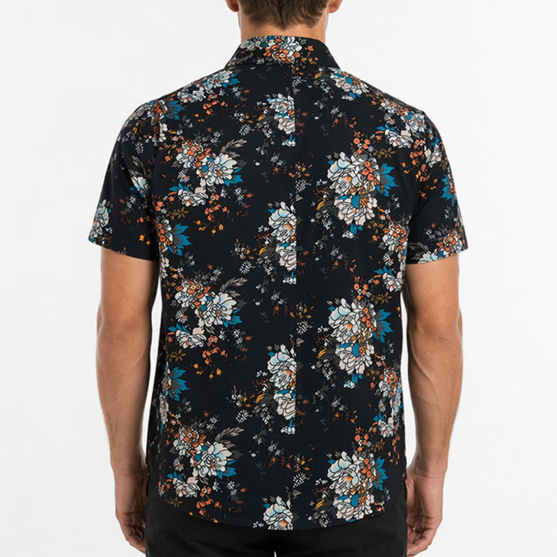 Dark Romantic Floral Pattern Short Sleeve Hawaiian Shirt - image 2