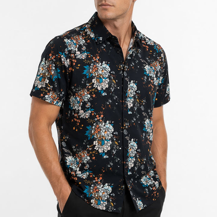 Dark Romantic Floral Pattern Short Sleeve Hawaiian Shirt - image 3