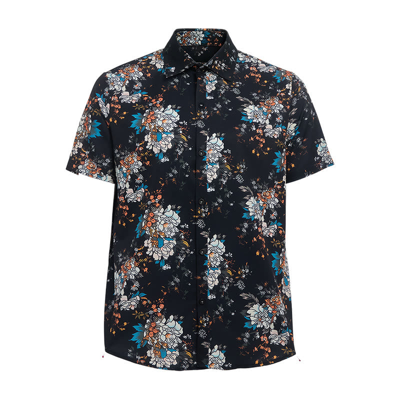 Dark Romantic Floral Pattern Short Sleeve Hawaiian Shirt - image 9