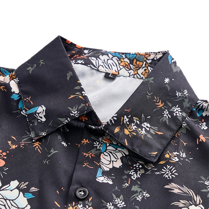 Dark Romantic Floral Pattern Short Sleeve Hawaiian Shirt - image 4
