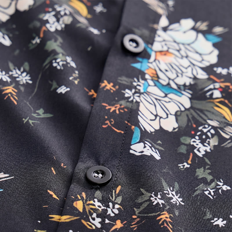 Dark Romantic Floral Pattern Short Sleeve Hawaiian Shirt - image 5