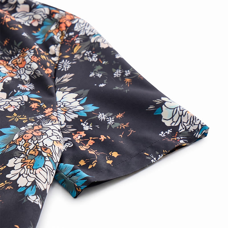 Dark Romantic Floral Pattern Short Sleeve Hawaiian Shirt - image 8