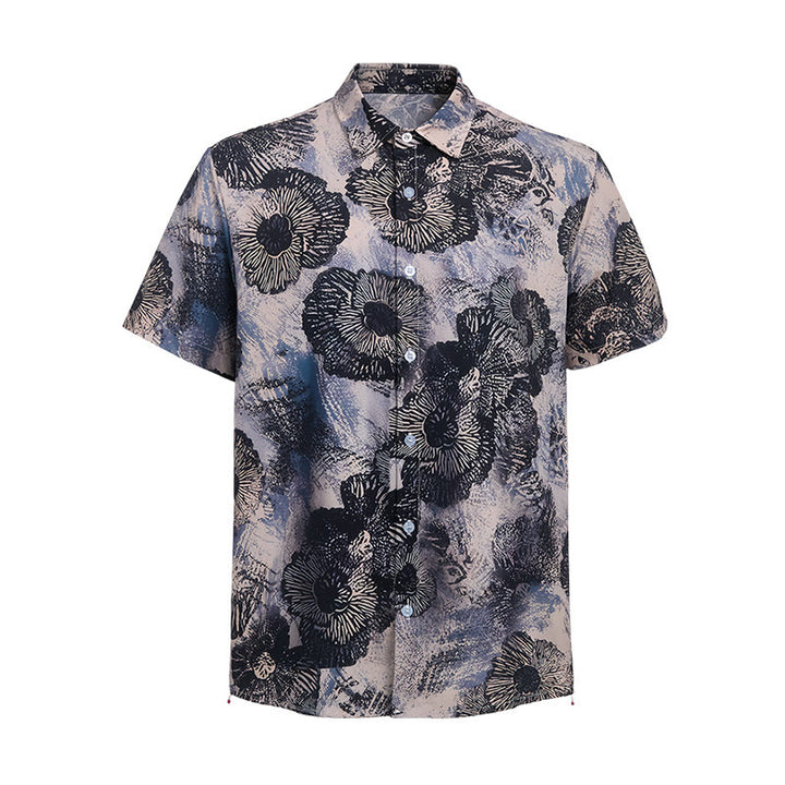 Dark Floral Monochrome Poppy Print Casual Shirt - image 9