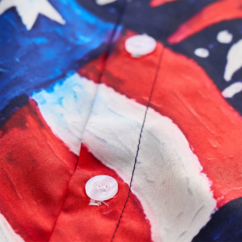 American Flag & Firework Print Patriotic Summer Shirt - image 5
