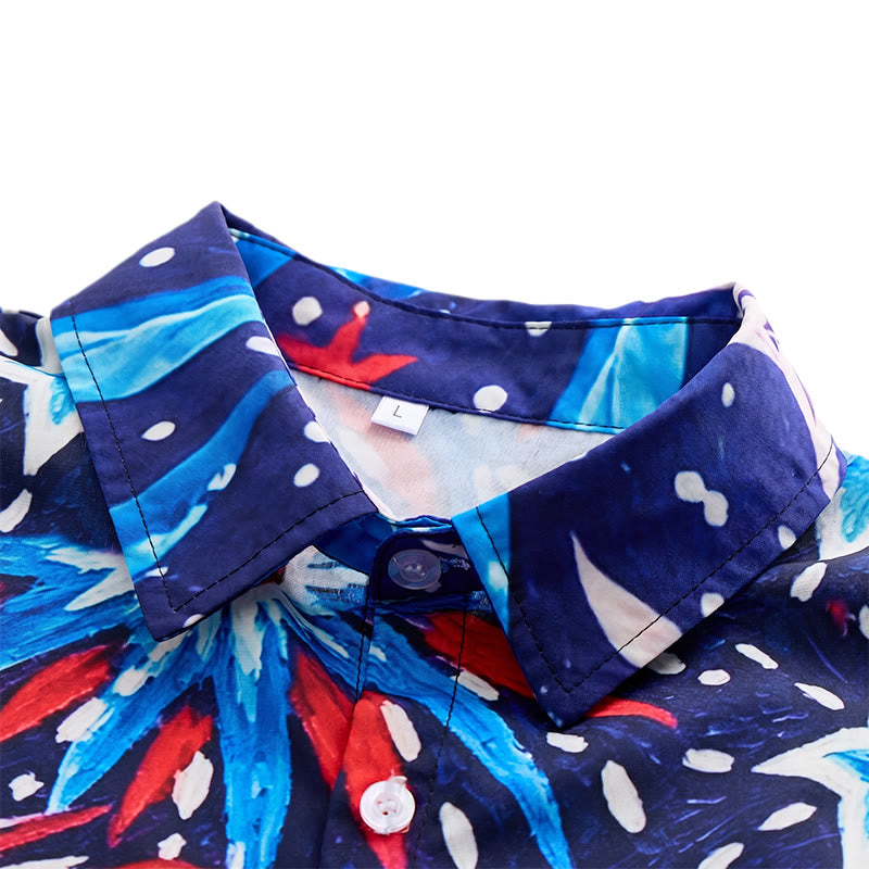American Flag & Firework Print Patriotic Summer Shirt - image 4