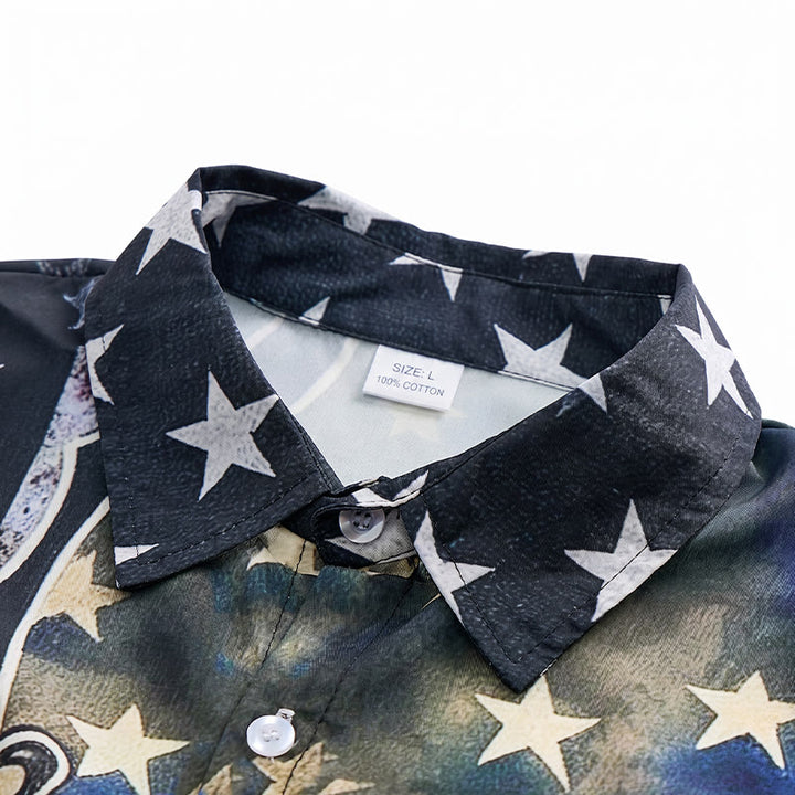 Patriotic Split-Design Eagle American Flag Shirt - image 4