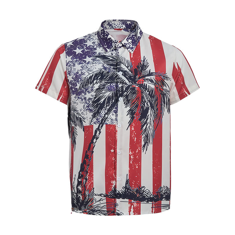 American Flag Palm Tree Patriotic Tropical Beach Shirt - image 9