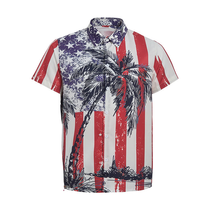 American Flag Palm Tree Patriotic Tropical Beach Shirt - image 9