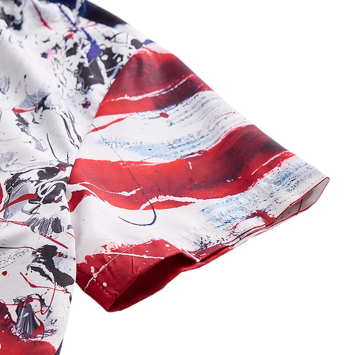 Modern Patriotic USA Flag Artistic Brushstroke Print Shirt - image 8
