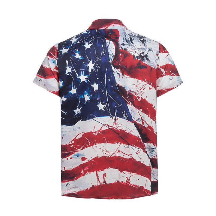 Modern Patriotic USA Flag Artistic Brushstroke Print Shirt - image 10