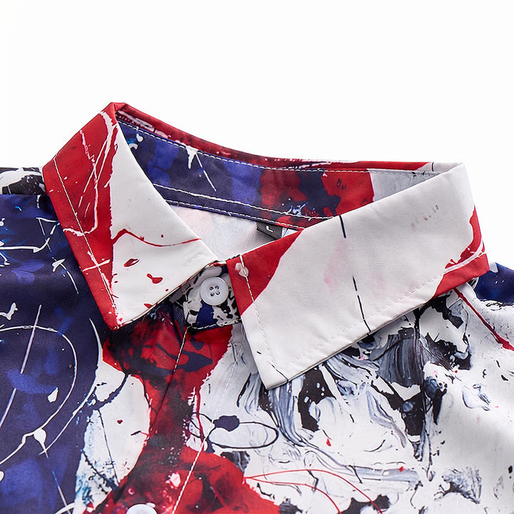 Modern Patriotic USA Flag Artistic Brushstroke Print Shirt - image 4