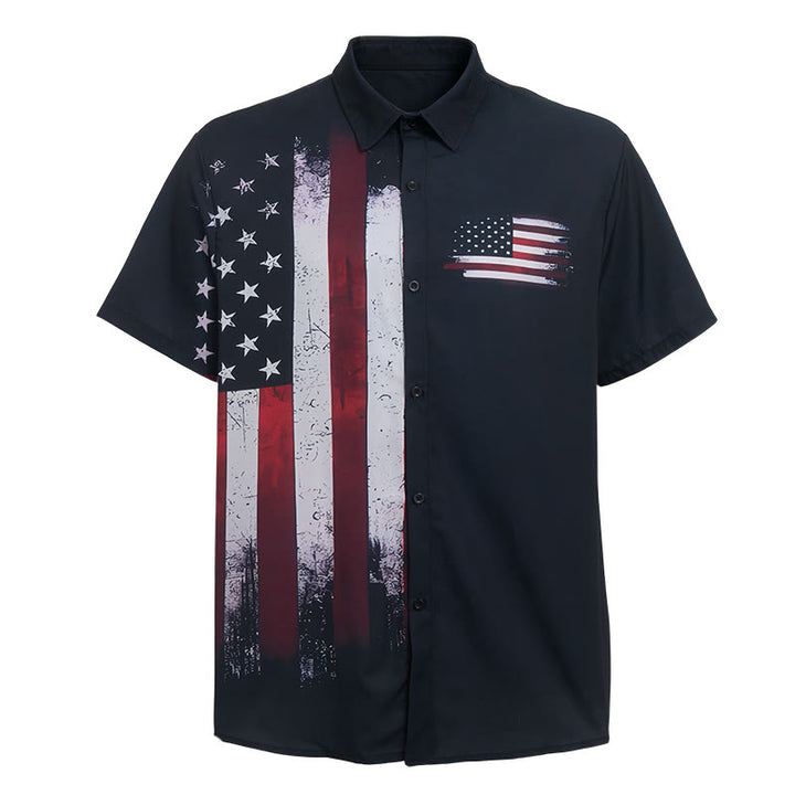 Black Brushstroke Edgy Half-Flag Patriotic Shirt - image 9