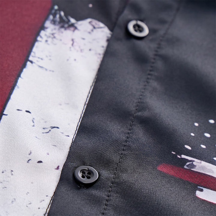 Black Brushstroke Edgy Half-Flag Patriotic Shirt - image 5