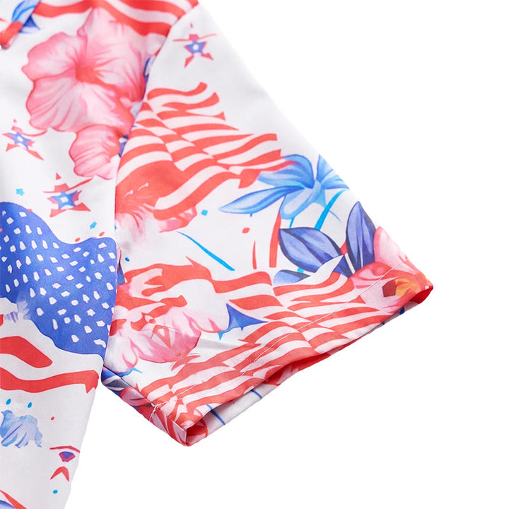 Patriotic Hibiscus & American Flag Firework All-Over Print Shirt - image 8