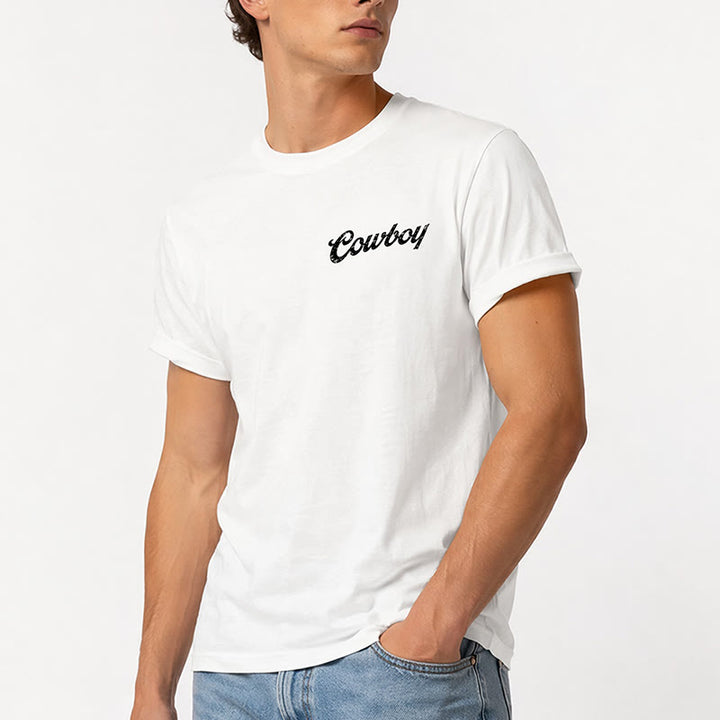Retro Horseback Rider Print Casual Summer T-shirt - image 3