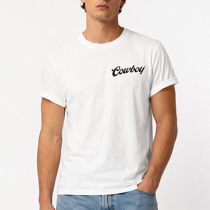 Retro Horseback Rider Print Casual Summer T-shirt - image 1