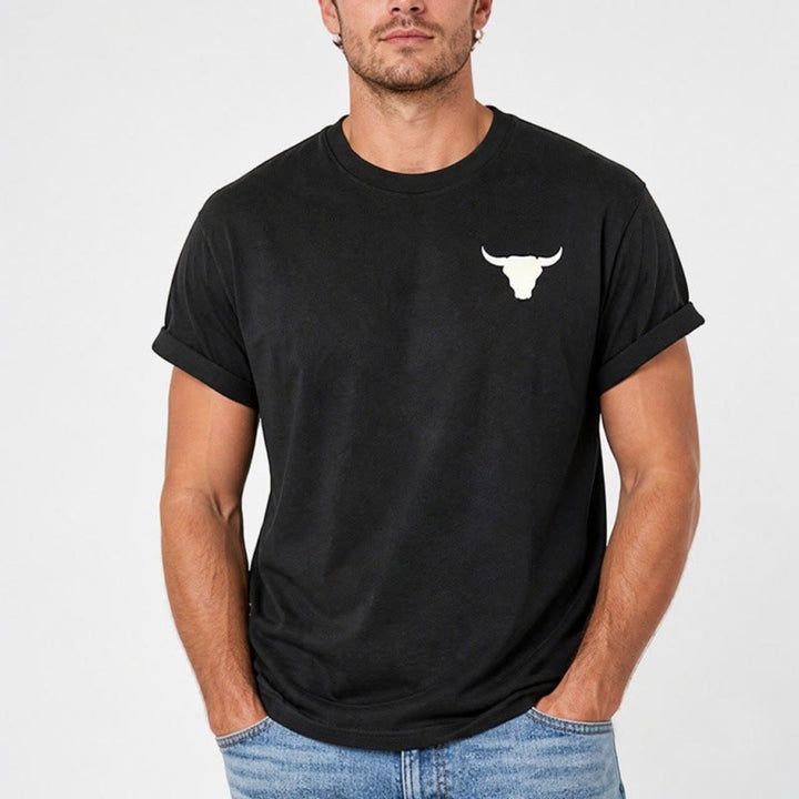 Patriotic Western American Flag Bull Skull T-shirt - image 2