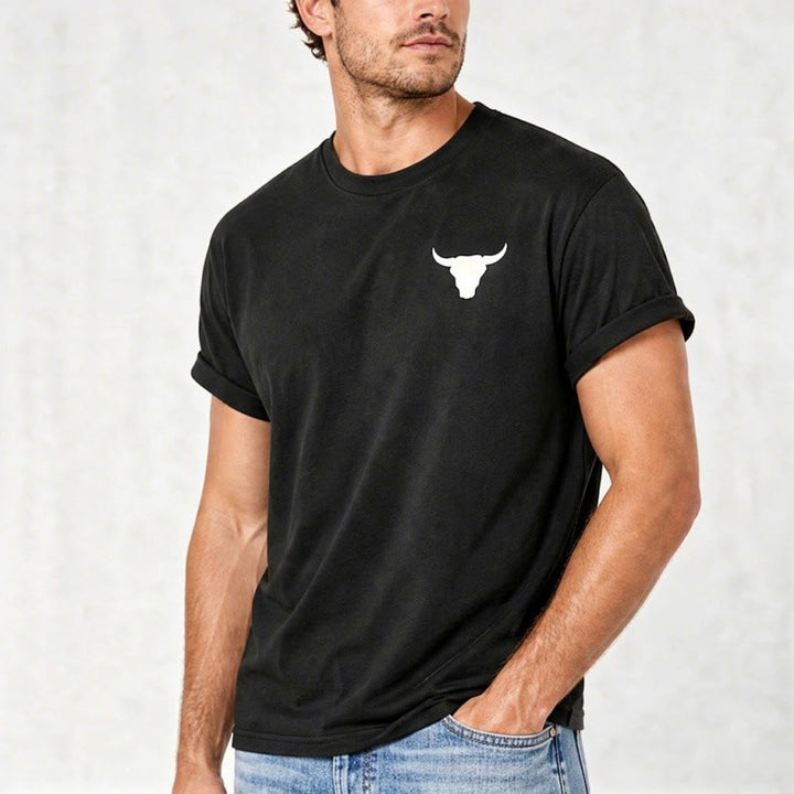 Patriotic Western American Flag Bull Skull T-shirt - image 4
