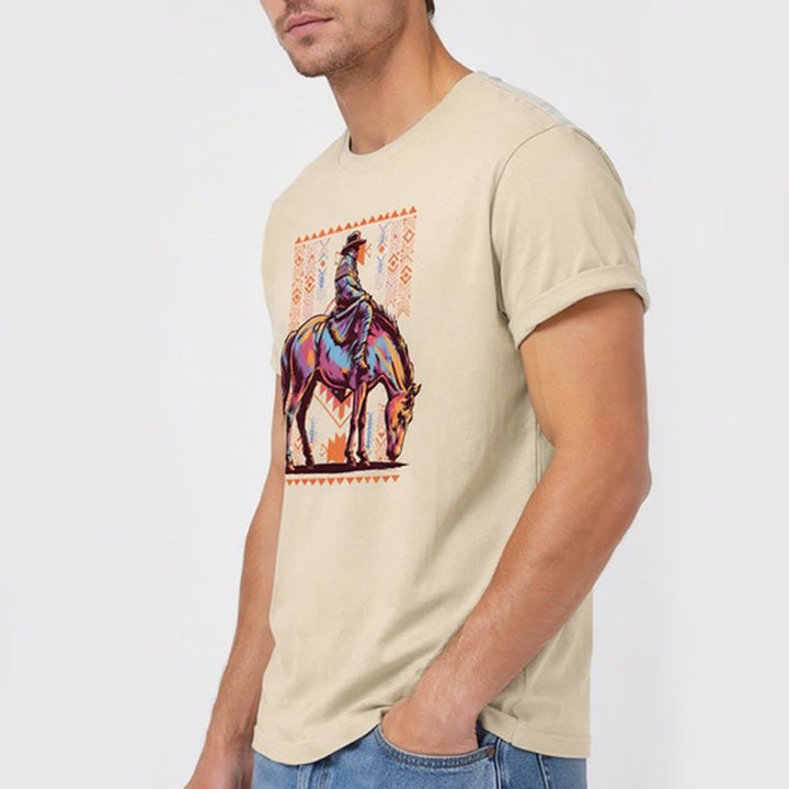 Colorful Aztec Horse Rider Art Print Western T-shirt - image 4