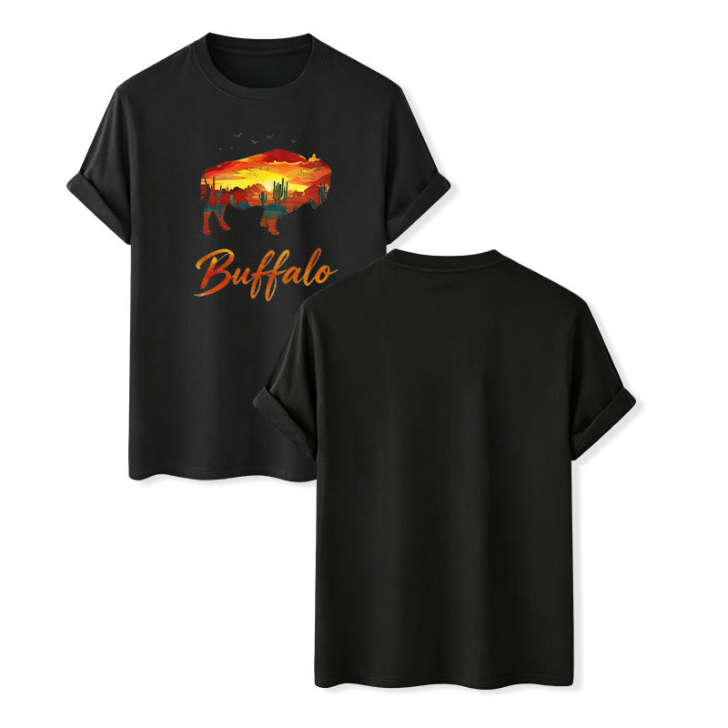 Wild & Free  Sunset Buffalo Silhouette Western T-shirt - Black - 2XL - image 9
