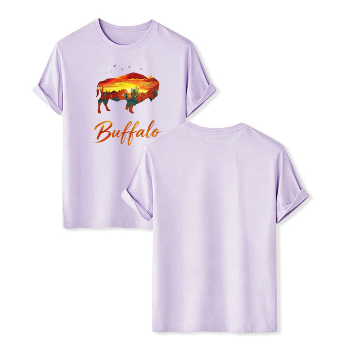 Wild & Free  Sunset Buffalo Silhouette Western T-shirt - Violet - 2XL - image 14