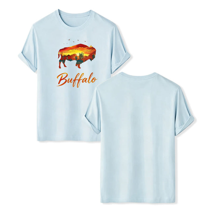 Wild & Free  Sunset Buffalo Silhouette Western T-shirt - Blue - 2XL - image 11